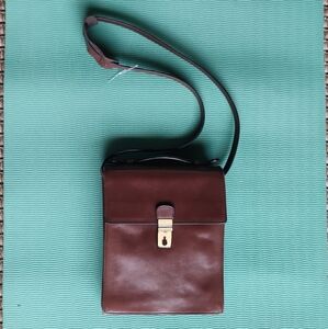 Men's cross body small messenger bag Barantani brown leather Excellent